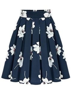 Navy Pleated Skirt, Gaun Koktail, Blue Pleated Skirt, Rok Mini, Pleated Chiffon Skirt, Blue Floral Skirt, Pleated Skirt Short, Rock Outfit, Midi Flare Skirt