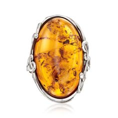 Orange Amber Ring in Sterling Silver | Ross-Simons Amber Signet Ring, Amber Ring For Men, Sterling Silver Amber Gemstone Rings, Amber Crystal Ring With Sterling Silver, Sterling Silver Amber Ring, Luxury Amber Sterling Silver Rings, Unique Amber Sterling Silver Jewelry, Amber Ring, Amber