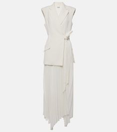 Helena pleated wrap dress in white - Simkhai | Mytheresa Elegant Belted Pleated Dress For Formal Occasions, Elegant Spring Belted Pleated Dress, White Midi Pleated Dress For Work, Belted Pleated Dress For Spring Formal, White Midi Length Pleated Dress For Work, Formal White Pleated Dress, Elegant Pleated Belted Dress For Spring, Elegant Belted Pleated Dress For Work, Elegant Spring Pleated Belted Dress