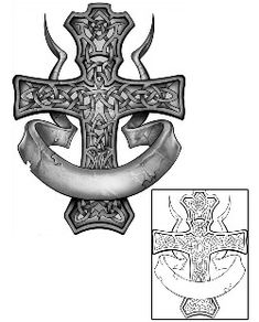 an old fashioned cross and anchor tattoo design