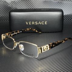 Brand New With Versace Case And Cards! 100% Authentic! Versace Glasses Frames, Versace Medusa Sunglasses, Black Eyeglasses Frames, Red Eyeglasses, Pink Eyeglasses, Versace Pink, Versace Eyeglasses, Leather Glasses Case, Gold Glasses