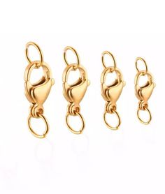 5pcs-18K Gold Filled Lobster Clasps with Jump Ring/Hook Clasps with Jump Rings/Connector/Findings for permanent Jewelry Making 9/10/11/12mm Made with High Quality Materials 18K Gold Filled, Hypoallergenic, lead and nickel free safe for sensitive skin, does not fade, does not rust ★ materials/Details - Materials: 18K gold filled/stainless steel -Size/Widths: 9mm 10mm 11mm 12mm Contact us if more quantity required. PROMO CODES: We offer discount coupons on larger orders.... Delivery: Shipping within Canada operated by Canada Post is $3.20 (without tracking) Packaging Packing: by paper card, no real. Satisfaction Guaranteed We want you to love your purchase from goldfilledfindings. If you are unhappy for any reason, please contact us through Etsy messaging and we will do everything we can to Ring Hook, Piercing Septum, Permanent Jewelry, Septum Piercing, Hook Clasp, Bracelet Clasps, Gold Filled Chain, Jump Rings, Jewelry Making Supplies