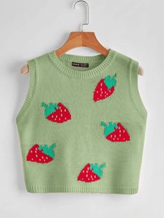 meu script para minha Dr de sk8 the infinity #diversos # Diversos # amreading # books # wattpad Strawberry Pattern, Sweater Crop, Strawberry Print, Pattern Sweater, Sleeveless Sweater, Crop Shirt, Cute Casual Outfits