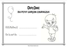 a certificate with a cartoon character holding a balloon in it's right hand and the words du petit carr courageux