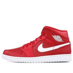 Air Jordan 1 Retro Mid 'Gym Red 2.0' 554724-600 (AJ1/SNKR) University Red Jordan Shoes With Branded Insole, University Red Jordan Shoes, Sporty Red Basketball Shoes With Boost Midsole, University Red High-top Breathable Basketball Shoes, University Red Running Shoes With Boost Midsole For Sports, Casual Red Nike Air Force 1 For Sports, Red High-top Sneakers For Light Sports With Branded Insole, University Red Sneakers With Boost Midsole For Sports, Red High-top Sneakers With Branded Insole For Light Sports