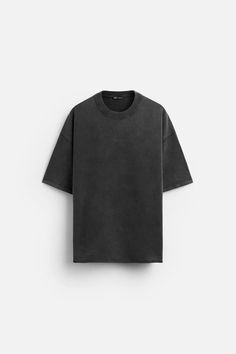 OVERSIZED WASHED SWEATSHIRT - Black | ZARA United States Zara Streetwear Sweatshirt With Crew Neck, Oversized Grunge Sweatshirt In Washed Black, Zara Crew Neck Sweatshirt For Streetwear, Oversized Urban Washed T-shirt, Urban Style Relaxed Fit Short Sleeve Sweatshirt, Black Oversized Short Sleeve Sweatshirt, Zara Casual Oversized Sweatshirt, Zara Oversized Cotton Sweatshirt, Washed Sweatshirt