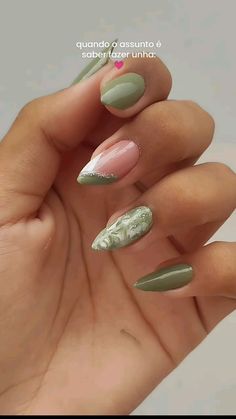 Olive Nails, Nail Salon Design, Almond Nail, Oval Nails, Nails Desing, Nail Decorations, Elon Musk, Perfect Nails, Green Nails