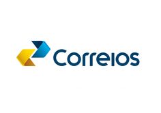 the logo for coreios is shown in blue and yellow letters on a white background