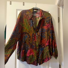 Never Been Worn, New Without Tags! Farm Rio Long Sleeve Button Up Shirt. Originally $165. Multicolor Vibrant Print Collared Blouse, Multicolor Tops With Button Closure For Fall, Vibrant Print Long Sleeve Shirt For Fall, Multicolor Button-up Top For Fall, Multicolor Long Sleeve Shirt With Button Closure, Long Sleeve Shirt With Vibrant Print For Fall, Multicolor Button Closure Shirt For Work, Multicolor Button-up Blouse With Button Closure, Multicolor Shirt With Button Closure For Work