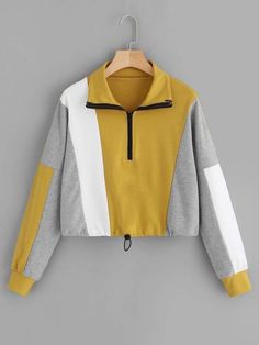 Sweatshirt Women Casual, Pull Mohair, Sport Suit Women, Patchwork Sweatshirt, Dropped Shoulder Sweatshirt, Zip Up Sweatshirt, Cut Sweatshirts, Colour Blocking, Camping Outfits