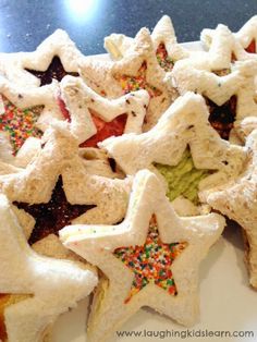 star shaped pastries with sprinkles on a white plate