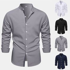 Product Description * Item:Men Casual Long Sleeve Shirt Solid Color Simple Loose Stand Collar Button Blouse * Condition: 100% Brand New * Color:white.black.grey.dark blue * Size:Asian S-2XL * Package:1pc (without any accessories ）    Please note: 1.Please allow a little error due to manual measurement. 2.The color maybe a little difference because of the light,screen reflection etc. 3.If you are not sure what size to choose, you can tell us your height and weight, we will recommend the right size for you. Shipping 1. Your Item(s) will be shipped within 5-15 business days once payment received. 2. Standard shipping to US/UK,you may can get it in 10-20 Business days.   Standard Shipping for Airmail via Post Office 11-30 business Days Come(approximately within 30 days) ship to other country. Stand Collar Blouse, Lapel Top, Stand Collar Shirt, Button Blouse, Casual Long Sleeve Shirts, Mens Sleeve, Elegant Man, Stylish Shirts, Casual Shirts For Men