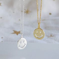 Cute smiley face charm necklace.  Spread a little happiness as you can't help but smile when you see this happy smiling face charm! Maybe you'll wear this necklace as a reminder to smile and have fun, as a smile can be powerful and contagious and spread joy and happiness a long way.  This smiley face necklace also makes a great gift for a loved one or friend and there are a range of inspirational message cards that can be included with the necklace, such as: When you're smiling the whole world smiles with you I can't help but smile when I think of you Smile big laugh often Don't forget to smile today And if you have your own smile quote, drop me a message and I will create a personalised card for you.  This gorgeous and fun smiley face necklace is available in Sterling Silver or Sterling S Smiley Face Round Jewelry For Friendship, Round Smiley Face Jewelry For Friendship, Playful Smiley Face Jewelry For Everyday, Playful Smiley Face Jewelry For Gifts, Cheerful Smiley Face Jewelry For Everyday, Cheerful Smiley Face Jewelry As Gift, Minimalist Smiley Face Jewelry For Everyday, Smiling Emoji, Smiley Face Necklace