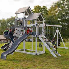 star swingsets space shuttle swingset in vinyl Spiral Slide, Wood Playhouse, Play Fort, Metal Handrails, Plastic Lumber, Vinyl Roofing, Childcare Center, Grey Trim