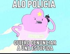 a pink cartoon character with a star on his head and the words alo policiaa que quiero denunciar una est suplida