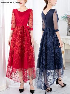 10% off now|Free shipping world-wide. Elegant Fall Tea Length Wedding Guest Dress With Embroidery at GemGrace. Click to learn our pro custom-made service for wedding dress, formal dress. View #WeddingGuestDresses for more ideas. Spring Floral Embroidery Mother Of The Bride Dress, Embroidered Mother Of The Bride Dress For Spring, Fall Tea, Best Wedding Guest Dresses, Tea Length Wedding, Dress With Embroidery, Dress Attire, Semi Formal Dresses, Elegant Fall