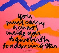 a painting with words written on it in different colors and styles, including blue, orange, pink, yellow