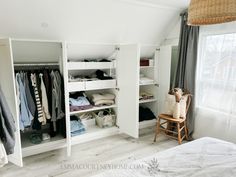 Slanted Ceiling Closet, Sloped Ceiling Bedroom, Ikea Wardrobe Hack, Attic Bedroom Storage, Attic Wardrobe, Ikea Built In, Attic Bedroom Designs, Attic Closet