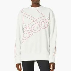 Adidas Women's Giant Logo Crew Sweatshirt White/Hazy Rose Logo And Rose Stripes On Sleeves Medium. Brand New But Came W/O Tags Soft & Cozy For Fall / Winter I Accept Reasonable Offers And Discount Bundles!! Check Out My Other Listings And Follow Me!! I Have Over 4500 Listings And Offer Buy2 Get 3rd Free Or 30% Off 5+ Items At Poshmark.Com/Closet/Pepepizzazz On Posh App, Use My Invite Code "Pepepizzazz" For Extra $10 Coupon Adidas White Sweatshirt For Spring, Adidas White Sweatshirt With Letter Print, White Adidas Sweatshirt For Spring, White Adidas Sweatshirt With Letter Print, Adidas White Sweatshirt With Graphic Print, Adidas Relaxed Fit Sweatshirt For Spring, Rose Logo, Adidas Pullover, Adidas Sweater