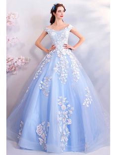 Shop now! Quinceñera Ideas, Dream Daughter, Light Blue Prom, Prom Dress Ball Gown, Blue Ball Gown, Light Blue Prom Dress, Princess Prom Dresses, Blue Ball Gowns, Blue Prom Dress