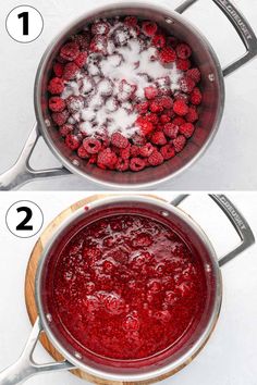 the process to make raspberry sauce is shown