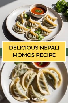 Plate of Nepali momos with a dipping sauce, garnished with cilantro. Nepali Food Recipes, Nepali Cuisine, Momo Recipe, Momos Recipe, Nepali Food, Dumpling Filling, Fresh Salads, Food Guide