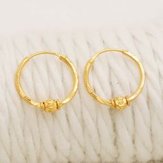 Please click -- Learn more about this item -- below for a full description 22k gold earrings handmade jewelry made in India weight is 1.61 grams approx. length is 1.6 centimeter approx. width is 1.6 centimeter approx. please message me if you want real gold screw/backs. Gift 22k Gold Small Hoop Earrings, 22k Gold Small Hoop Earrings As Gift, 22k Gold Small Hoop Earrings For Gifts, 22k Gold Hallmarked Hoop Earrings For Anniversary, 22k Yellow Gold Hoop Earrings For Anniversary, Yellow Gold Hoop Earrings As Festival Gift, Yellow Gold Hoop Earrings For Festivals, 22k Gold Round Hoop Earrings, 22k Yellow Gold Huggie Earrings As Gift