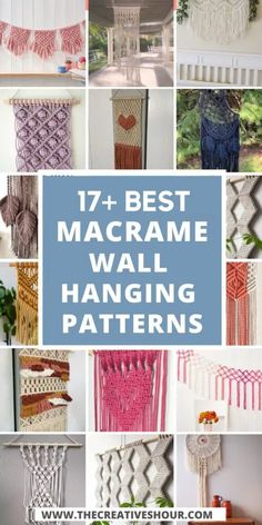 macrame wall hangings with text overlay that reads 17 best macrame wall hanging ideas