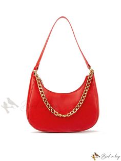 Bird in Bag - Fashionable Shoulder Bag with Chain Attachment Chic Rectangular Hobo Bag With Chain Strap, Chic Hobo Shoulder Bag With Chain Strap, Trendy Clutch Shoulder Bag With Gold Chain, Elegant Hobo Bag With Chain Strap For Shopping, Trendy Everyday Shoulder Bag With Chain, Chic Chain Shoulder Bag For Shopping, Chic Shoulder Bag With Chain Strap For Shopping, Chic Everyday Bags With Gold Chain, Trendy Red Hobo Bag For Everyday