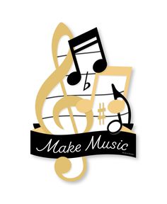 the logo for make music with musical notes