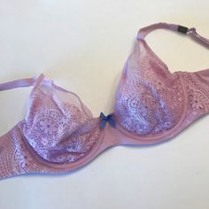 Condition: New With Tags Size: 34dd Collection: Body By Victoria Style: Unlined Demi Color: Lilac Detail: Floral Crochet Lace; Blue Bow Between Bust Features: Ultra Soft Band; Adjustable Straps Elegant Purple Bra With Lined Body, Elegant Partially Lined Purple Bra, Elegant Purple Lined Bra, Elegant Victoria's Secret Purple Bra, Purple Underwire Bra Partially Lined, Purple Partially Lined Underwire Bra, Fitted Purple Bra Partially Lined, Fitted Purple Bra With Padded Cups, Elegant Purple Victoria's Secret Bra