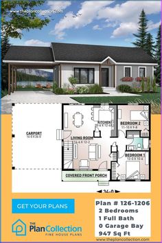 the plan for this house is to include two bedroom, one bathroom and an attached garage