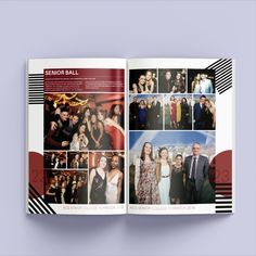 an open magazine with photos of people in formal wear and ties on the front page