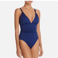 Lauren Ralph Lauren Beach Corset One Piece Swimsuit Lr80a02 Indigo 8 , 10 Nwt Swimwear Sizing Fits Smaller Than Apparel Sizing, Order One Size Up For More Coverage Designed For A Classic Fit V-Neck, Adjustable Shoulder Straps, Gold-Tone Hardware At Shoulder Straps Ruched Cups And Waist, Corseted Lace-Up Back Ties Gold-Tone Accents At Tie Ends, Molded Cups Self & Lining: 85% Nylon/ 15%Elastane Hand Wash Made In Usa Retail $120 Elegant Blue Swimwear For Pool, Elegant Blue Swimwear For The Beach, Elegant Blue Swimwear For Beach, Black And White One Piece, White Halter Maxi Dress, Blue Swimsuit, Swimsuits Halter, Maxi Gowns, Ralph Lauren Womens