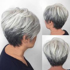 Bright Highlights Taper Haircut 2 Natural Dark Hair, Stacked Bobs, Edgy Pixie Cuts, Edgy Pixie, Over 60 Hairstyles, Hair Color Options, Layered Hairstyles, Shorter Hair, Short Grey Hair