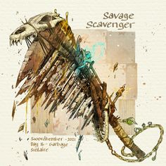 an artistic drawing of a scavenger with the words scavenger on it