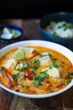 there is a bowl of soup on the table