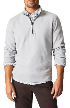 A cotton-rich knit brings cool-weather comfort to a pullover styled with a stand collar and a half-zip to adjust the fit. 26 1/2" length (size Medium) Half-zip closure Long sleeves Ribbed cuffs and hem 97% cotton, 3% polyester Machine wash, tumble dry Made in Peru Billy Reid, A Stand, Half Zip Pullover, Half Zip, Stand Collar, Pullover Styling, Peru, Nordstrom, Long Sleeves