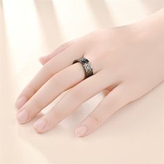 Material: Titanium Steel Color: Gold, Silver, Black Fashion Element: Pleated, Irregular, Mesh, Diamond Plaid Style: Simple Black Open Ring Metal Rings, Black Metal Open Ring, Black Stainless Steel Open Ring, Minimalist Black Couple Rings For Anniversary, Black Metal Jewelry For Anniversary, Black Stainless Steel Open Ring Jewelry, Black Stainless Steel Couple Rings For Promise, Black Open Couple Rings As Gift, Black Metal Rings For Gift