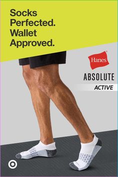 Step up your sock game with Hanes Absolute Active socks for men. Available at Target. Good Looking Older Men, Sock Game, Socks For Men, Edgy Fashion, Step Up, How To Look Better, Target, Socks, Drive