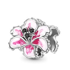 Pink Lily Charm - Gnoce.com Pandora Charms Pink, Pandora Flower, Pandora Bracelet Charms Ideas, Pandora Bracelet Designs, Pandora Original, Pandora Jewelry Charms, Pandora Pink, Diy Jewelry Gifts, Charms Pandora