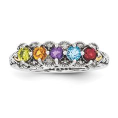 Customize with children's birthstone. This elegant ring is available in sterling silver with 2-5 birthstones. When you're ordering please select the ring size and include a note for birthstone details. Stones will be set from left to right. This ring is sterling silver .925 with 14K gold and diamond accent. The following simulated birthstones will be set: January - Simulated Garnet $0 February- Simulated Amethyst $0 March - Simulated Aquamarine $0 April - White CZ $0 May- Simulated Emerald $0 Ju Mothers Birthstone Ring, Mother's Ring, Birthstone Ring Mothers, Mothers Ring, Handmade Jewelry Ring, Mother Rings, Morganite Engagement Ring, Yellow Gold Engagement Rings, Elegant Ring