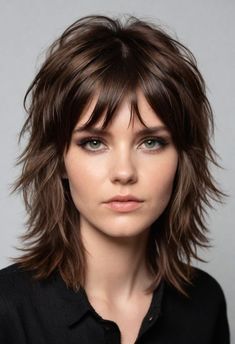 Medium Length Hair With Shaggy Layers, Razored Layers Medium, Feather Haircut Medium, Layered Shaggy Hair, Medium Shag Cut, Shaggy Layered Hairstyles, Corte Shag, 80s Hairstyles, Shaggy Cut