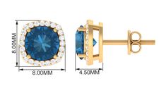 Product Details Make a lasting impression with these 4 Prong Set London Blue Topaz Halo Stud Earrings, the perfect accessory for your special day. These screw-back stud earrings are designed to leave a mark with their exquisite London Blue Topaz gemstones encircled by a radiant Diamond halo. Product Information SKU SHP-EARRINGS032013885 Length 8 mm Width 8 mm Weight 2.60 gm (Approximate) LONDON BLUE TOPAZ INFORMATION No.of Stones 2 Pieces Total Weight 2.70 Carat (Approximate) Dimension(approx) R Blue Diamond Round Earrings For Wedding, Blue Diamond Earrings For Wedding, Blue Halo Setting Earrings For Wedding, Blue Halo Earrings For Wedding, Formal Blue Halo Earrings, Blue Halo Earrings For Formal Occasions, Blue Diamond Earrings With Prong Setting For Wedding, Blue Gia Certified Diamond Earrings For Wedding, Sapphire Diamond Earrings With Prong Setting For Wedding