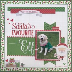 a christmas card with a dog and santa's favorite elf on the front page