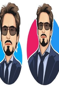 two portraits of the same man wearing sunglasses