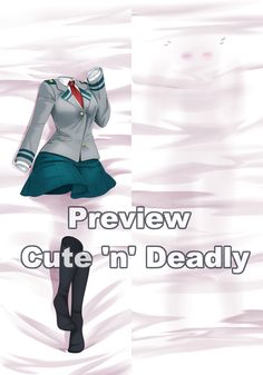 a woman in uniform is sitting down with her hands on her hips and the words, review cute n'deadly