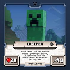 the creeper card in minecraft