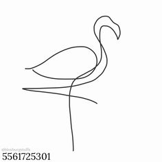 a black and white drawing of a flamingo on a white background with the words 55672301