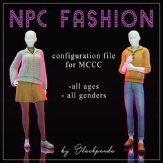 two mannequins with text that reads,'nyc fashion configuration file for mccc all ages - all genders '